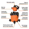 Aspiradora Sólidos Y Líquidos, 12 Gal, Soplador Desmontable