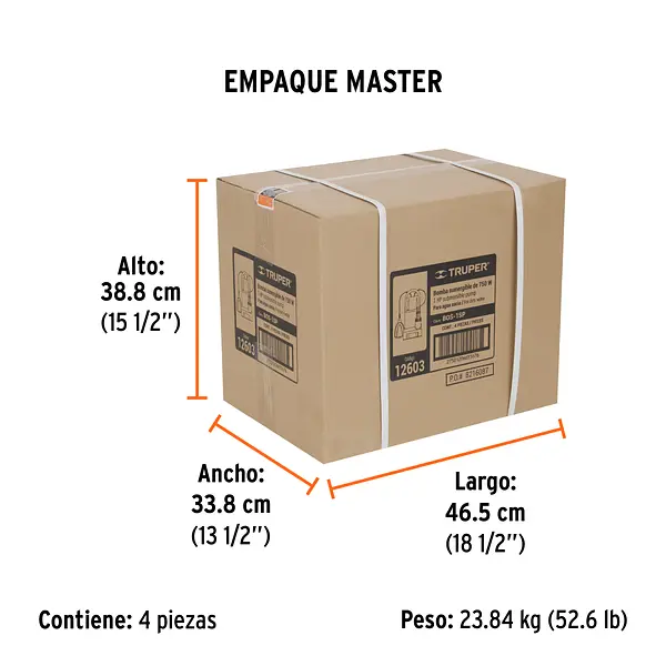 Bomba Sumergible Plástica, 1 Hp Para Agua Sucia, Truper