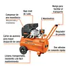 Compresor Lubricado, 50l, 3-1/2hp, Horizontal, 127v, Truper