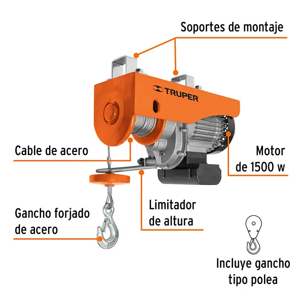 Diferencial/Polipasto Eléctrico De 400 Kg, Truper