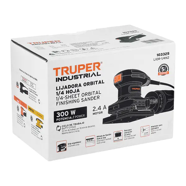 Lijadora Orbital 1/4 Hoja, 300w, Truper Industrial