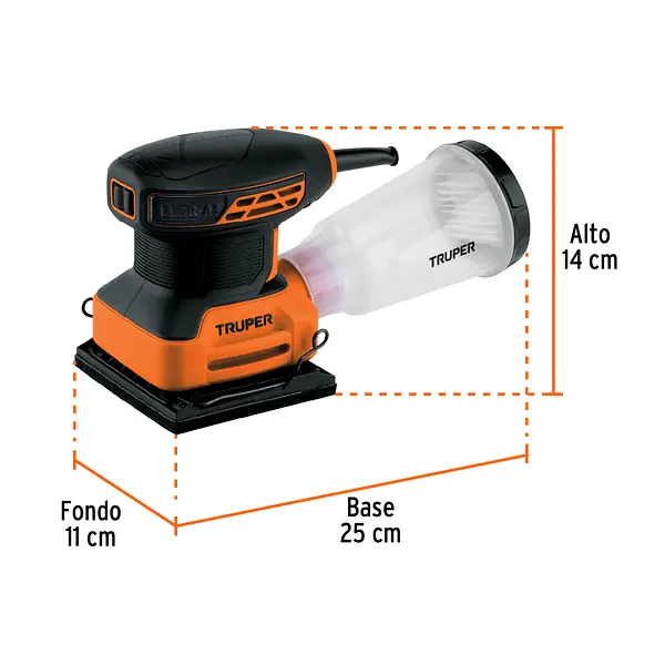 Lijadora Orbital 1/4 Hoja, 240w, Truper Pro