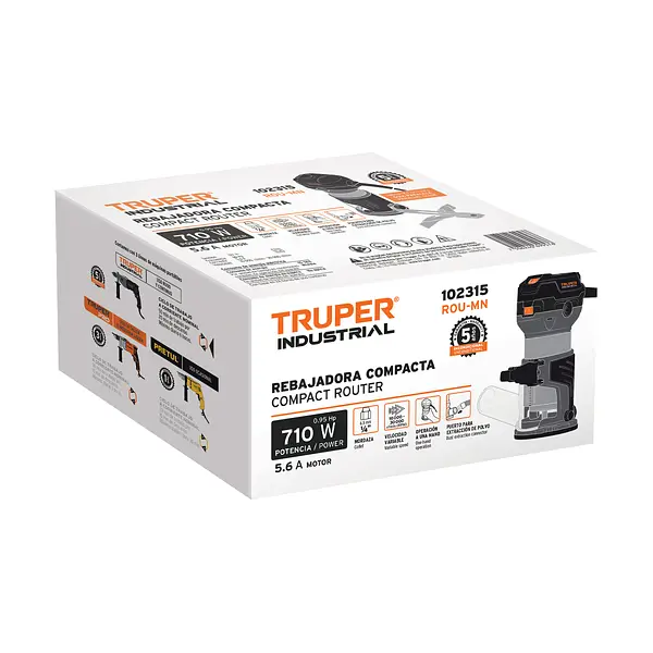Router (Rebajadora) Compacto 710w, 3/4 Hp, Truper Industrial